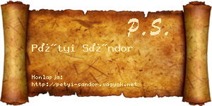Pétyi Sándor névjegykártya