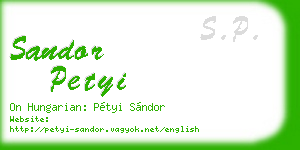 sandor petyi business card