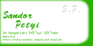 sandor petyi business card